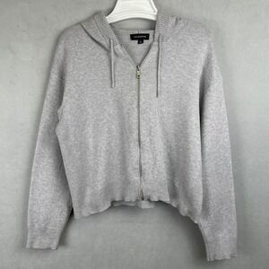 Calligraphie Anthropologie Heather Grey Knit Zip Hoodie Sweater Cropped Relax L